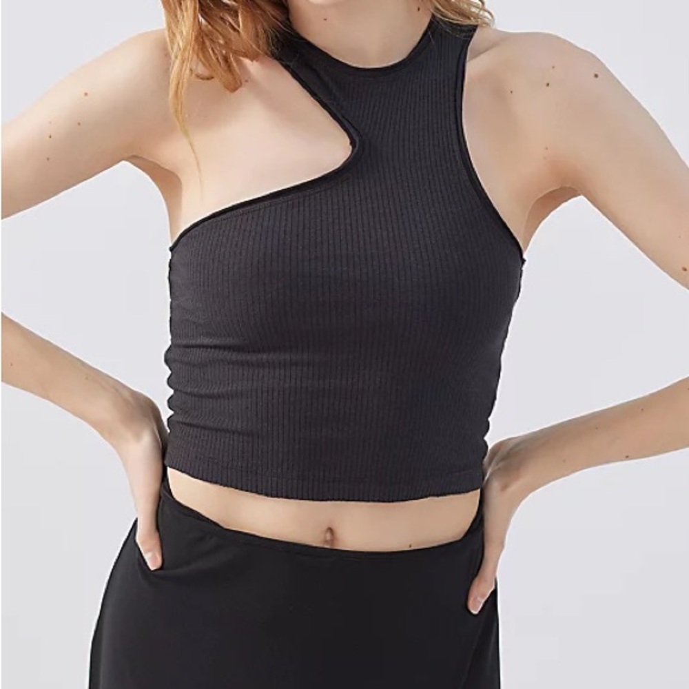 Urban Outfitters Black Asymmetrical Cut Out Tank Top